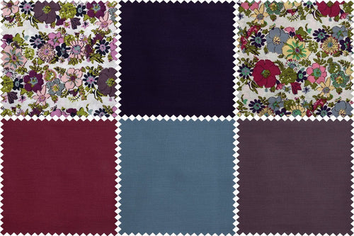 Fat Quarter Bundle: Cotton: 6 x 54cm x 45cm: Berry Floral