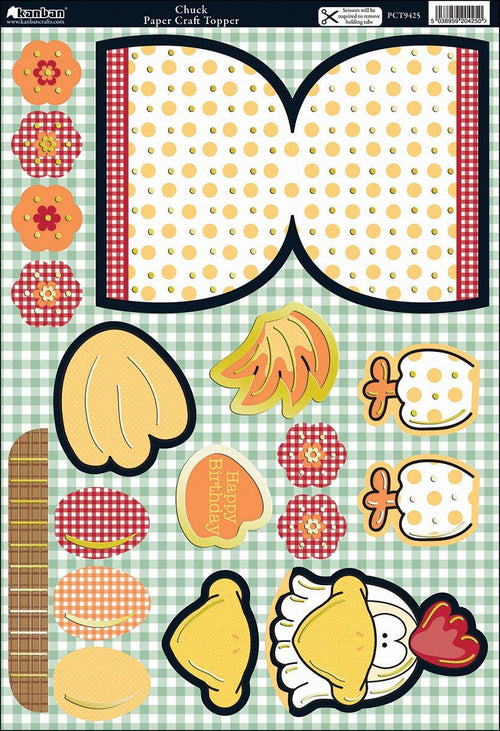 Wobbler Die-Cut Punch-Out Card 2-Sheet Pack-Chuck White/Orange