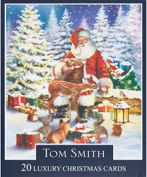 Tom Smith Luxury Boxed Christmas Cards Traditional Santa Pack of 20