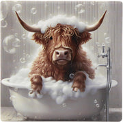 Urban Art Highland Cow Bubble Bath Coast For Home & Office | Stylish Coasters For Kitchen & Dining | Durable Drink Coasters