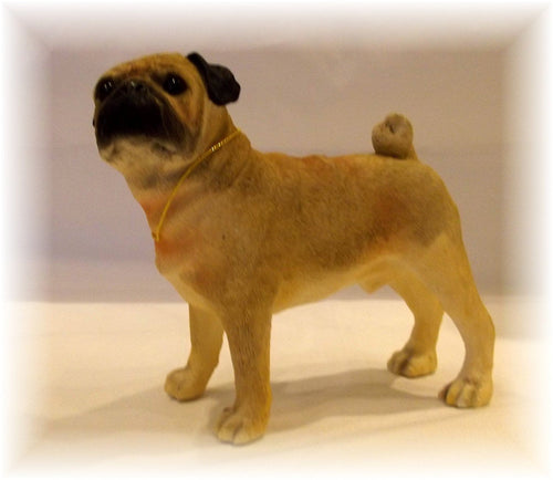 Leonardo Collection Pug Fawn Ornament Dog, Stone, Tan