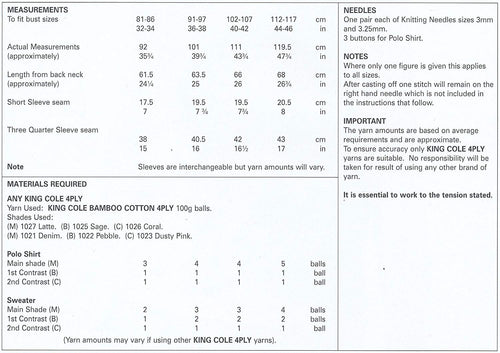 King Cole 4479 Knitting Pattern Ladies Polo Shirt and Sweater in Bamboo Cotton 4 ply