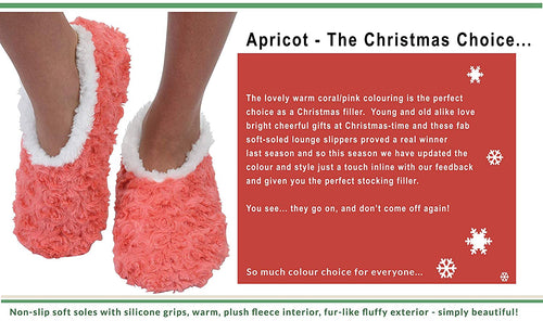 Ladies Super Soft Rose Textured Fur-Like Fabric Snoozies Slippers