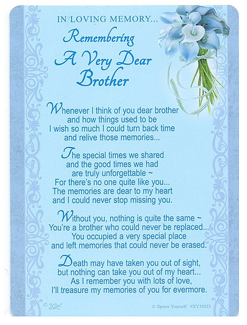 In Loving Memory - Remembering A Very Dear Brother - Grave/Graveside Memorial Card