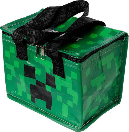 Puckator Cool Lunch Bag with Minecraft Creeper Design Made Out of Recycled Plastic Bottles - Insulated Lunch Bag for Women Men Children - Lunch Box Bag for Work & School - Beach Picnic Accessories