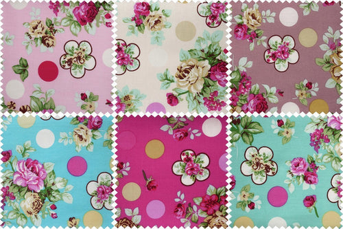 Fat Quarter Bundle: Cotton: 6 x 54cm x 45cm: Roses and Dots