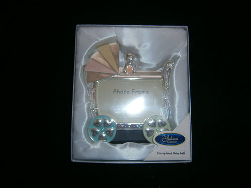 silver plated pram photo frame 3-3/4 x 2-3/4