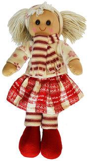 DF, A Beautiful Rag Doll dressed for Winter in a snowflake jumper & scarf, 40 cm h