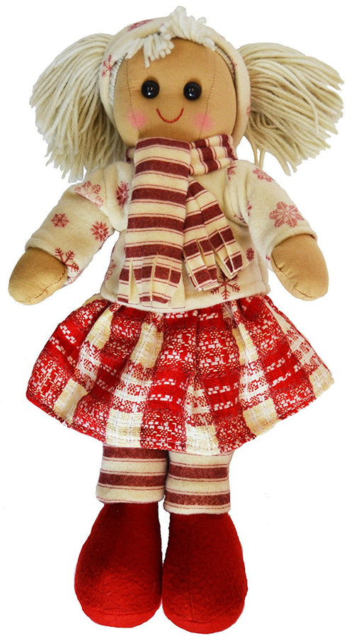 DF, A Beautiful Rag Doll dressed for Winter in a snowflake jumper & scarf, 40 cm h