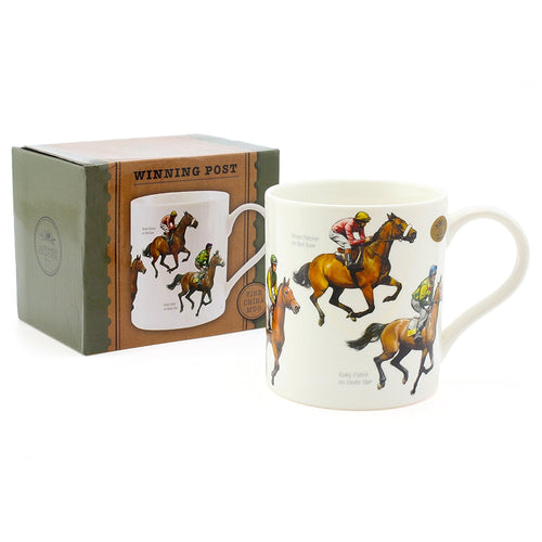 The Leonardo Collection Winning Post Fine China Windsor Mug ,Horse Racing Design, Famous Horses & Jockeys Perfect Cup for Fans of Horse Racing