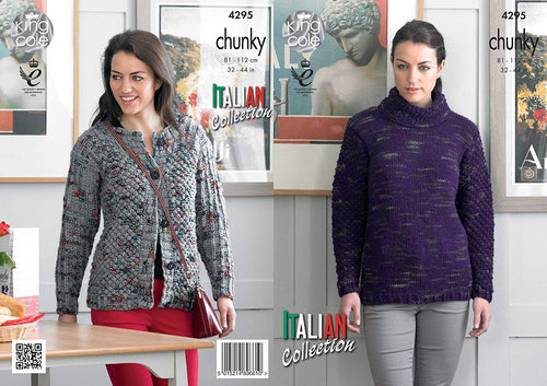 King Cole 4295 Ladies Sweater and Cardigan in King Cole Florence Chunky