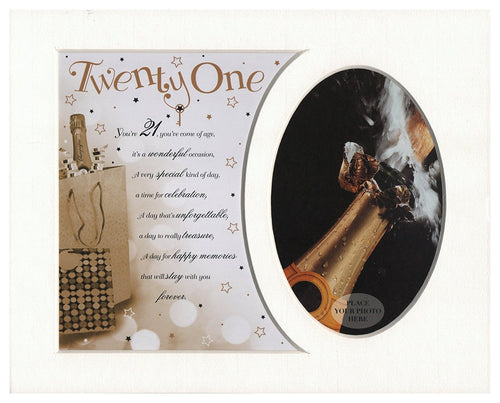Twenty One 21st Birthday Special Keepsake Photo Frame Mount