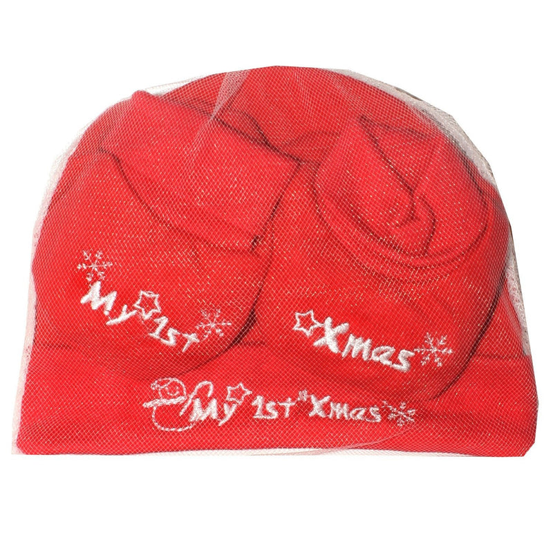 New Born Babys My 1st Xmas Hat & Bootee 2 Piece Set In a Bag