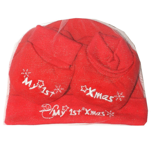 New Born Babys My 1st Xmas Hat & Bootee 2 Piece Set In a Bag