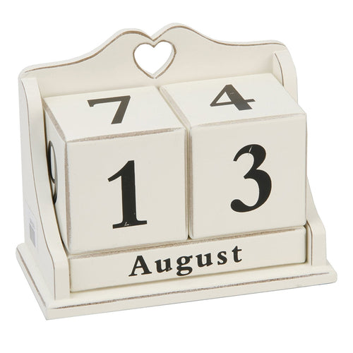 Home Living Vintage Style Heart Accented MDF Perpetual Calendar