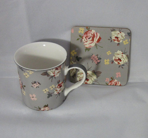 Vintage Floral Mug and Coaster Boxed Set by Jennifer Rose