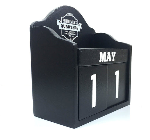 Perpetual Wooden Block Calendar Black Vintage Shabby Chic