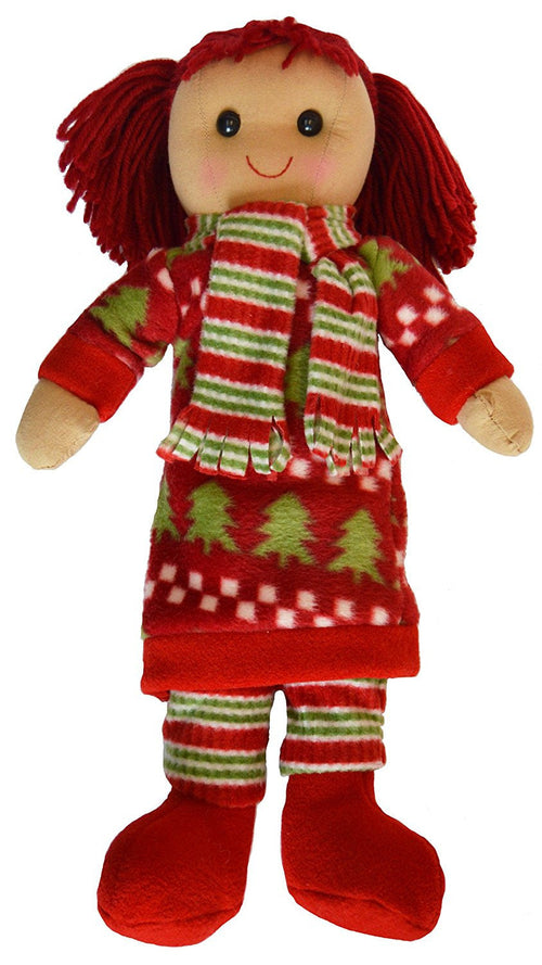 DF, A Beautiful Rag Doll dressed in a Christmas Tree dress and striped scarf, 40 cm h