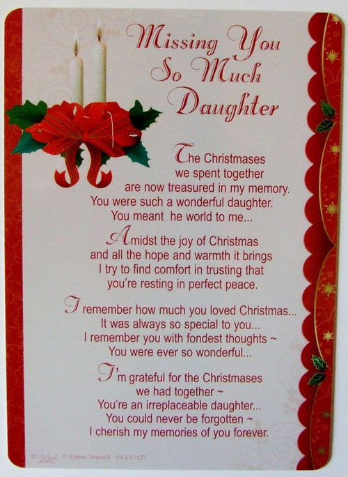 Daughter Grave Card - Christmas Memorial Grave Card