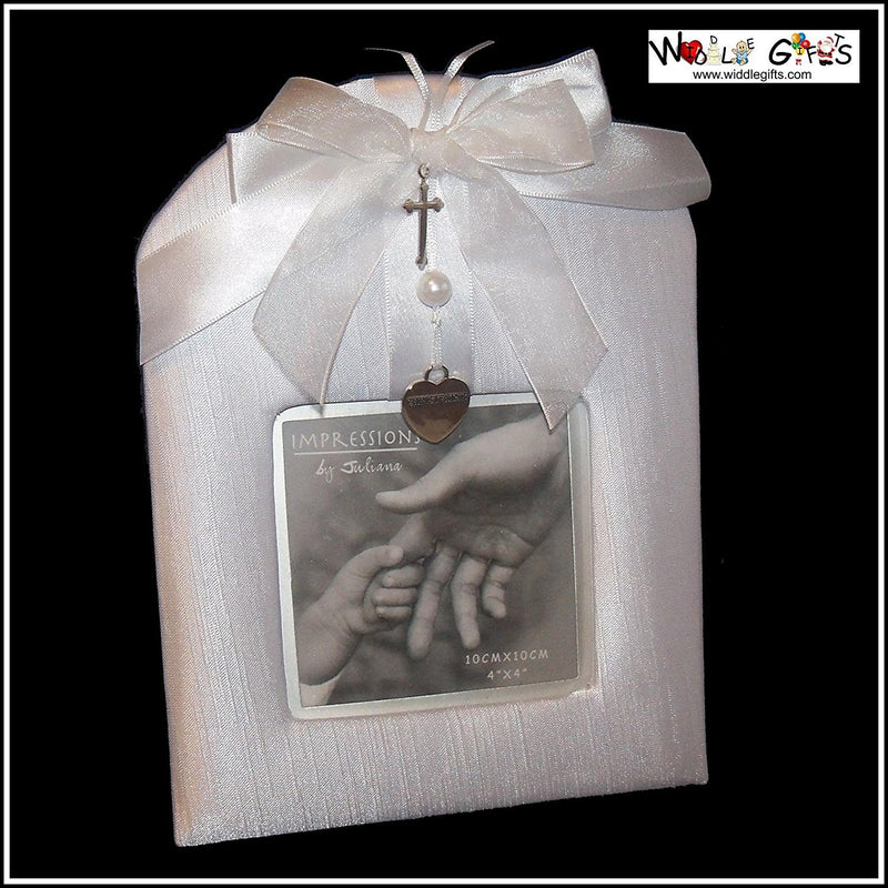 Impressions Padded Christening Photo Frame with Cross & Heart