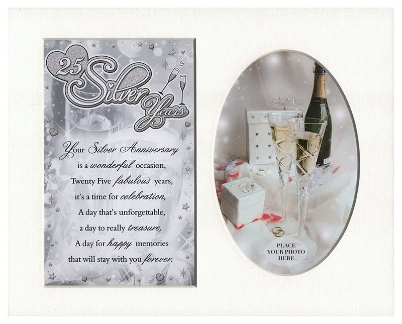 25 Silver Years 25th Anniversary Special Keepsake Photo Frame Mount