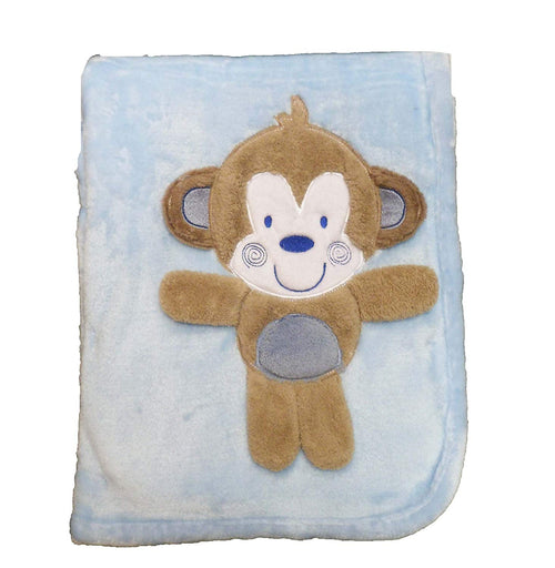 Supersoft Superior Quality Luxurious Cheeky Monkey Blue Pram/Crib Blanket
