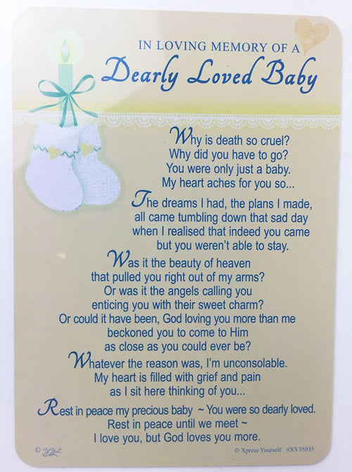 Grave Card - In Loving Memory Of A Dearly Loved Baby - XY35035 - Loss Of Child / Sympathy