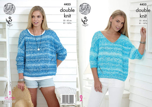 King Cole 4455 Knitting Pattern Ladies Sweaters to knit in Vogue DK