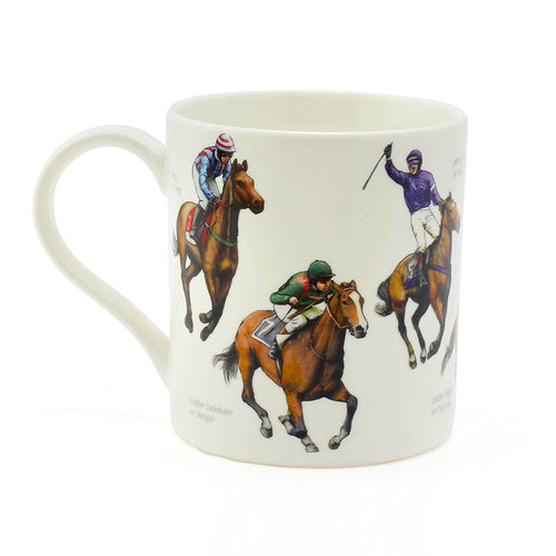 The Leonardo Collection Winning Post Fine China Windsor Mug ,Horse Racing Design, Famous Horses & Jockeys Perfect Cup for Fans of Horse Racing