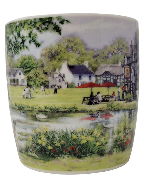 Country Pub River Scene Fine China Mug Cup 9cm x 8.5cm