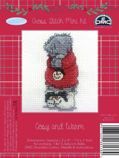 DMC Me to You Christmas Tatty Teddy Cross Stitch Mini Kit - Cosy and Warm