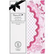 Papermania Parkstone Pink Designer Die-Cuts 18/Pkg-6 Designs/3 Each (6 Pieces With Glitter)