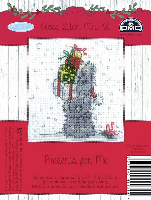 DMC Me to You Christmas Tatty Teddy Cross Stitch Mini Kit - Presents for Me by DMC