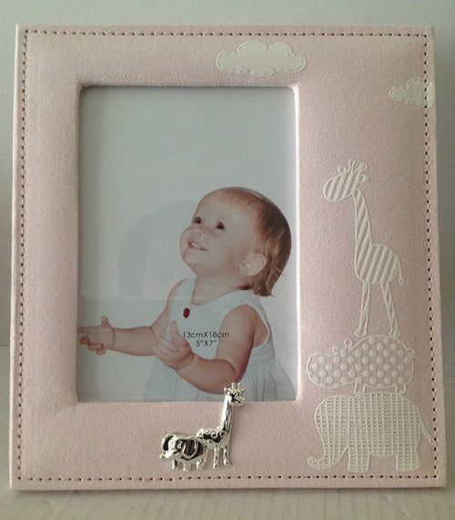 Pink Baby Girl Soft Fabric Animal Patterned 5"x7" Photo Frame