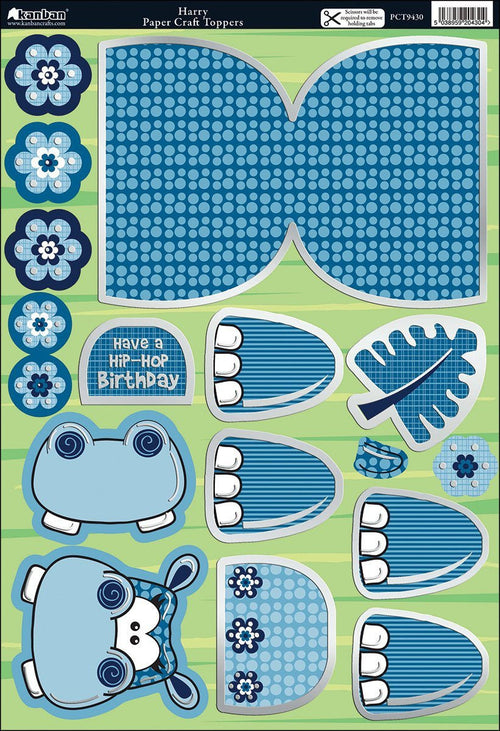 Wobbler Die-Cut Punch-Out Card 2-Sheet Pack-Harry Blue/White