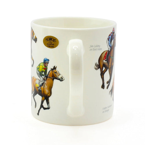The Leonardo Collection Winning Post Fine China Windsor Mug ,Horse Racing Design, Famous Horses & Jockeys Perfect Cup for Fans of Horse Racing