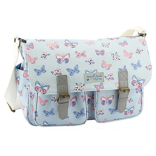 Lesser & Pavey Jennifer Rose Wipe Clean Laminated Canvas Blossom Floral Satchel Messenger Bag.