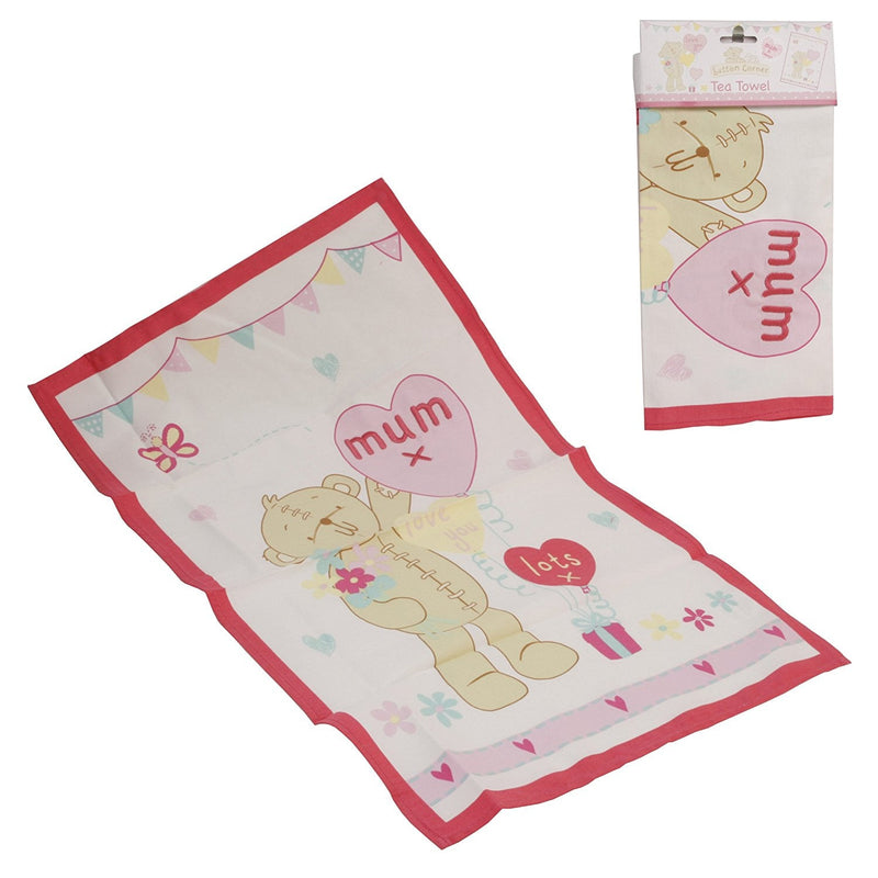 'Mum' Button Corner Tea Towel