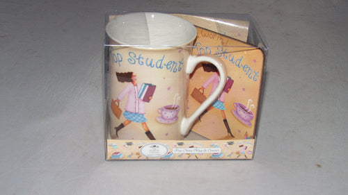 "TOP STUDENT" COFFEE MUG AND COASTER GIFT SET LP98035