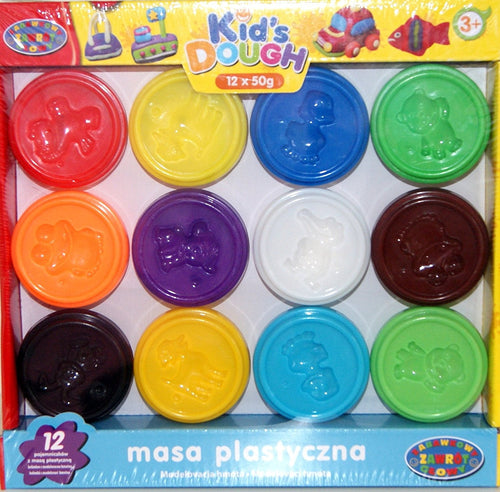 NEW 12 POTS OF COLOURFUL PLAY DOUGH MODELLING CLAY 50g TUBS