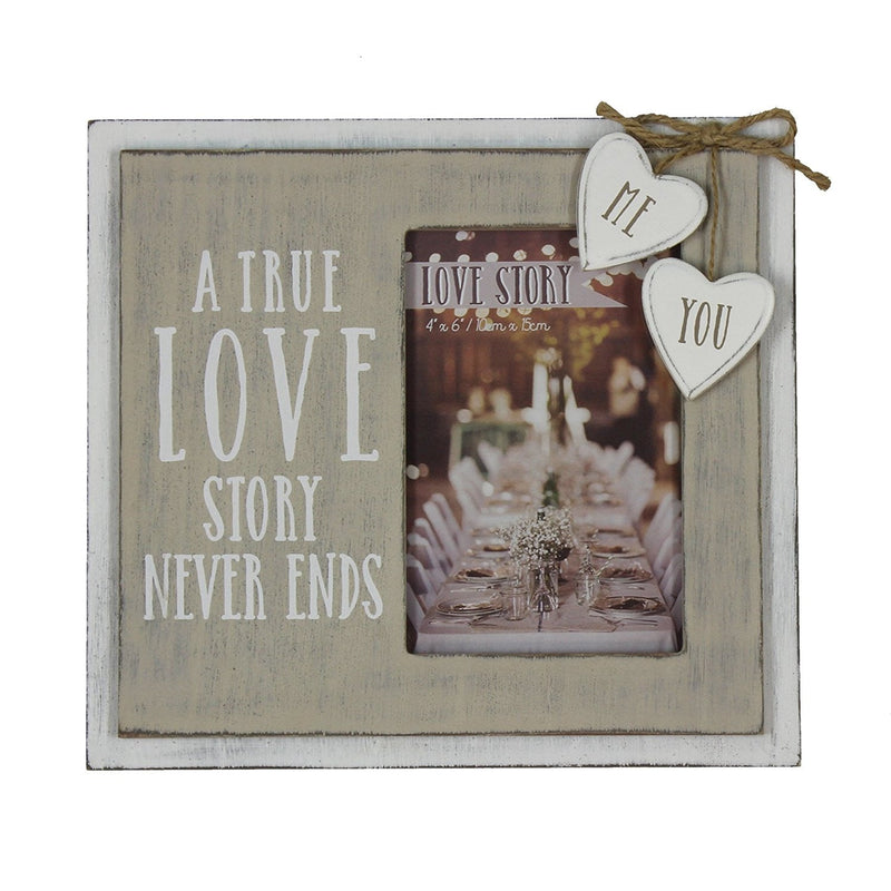 Love Story Wooden Frame "True Love Story" 4" x 6"