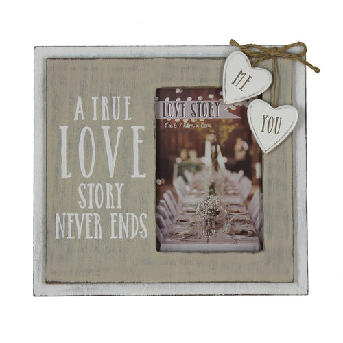 Love Story Wooden Frame "True Love Story" 4" x 6"