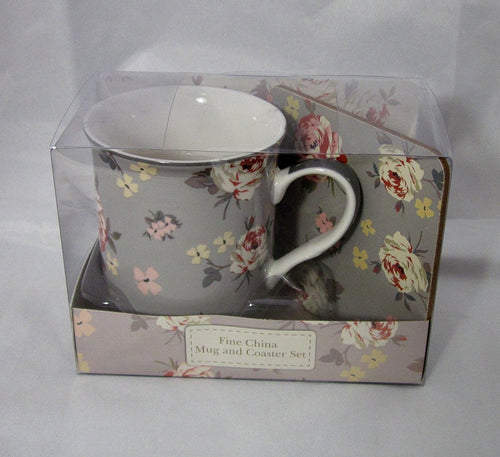 Vintage Floral Mug and Coaster Boxed Set by Jennifer Rose