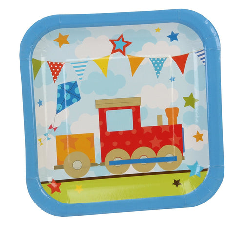 Kiddiwinks Partyware Pack of 8 Party Plates - Boy Des Square