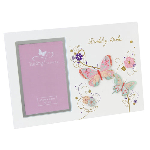 Talking Pictures Sorbet Coll MDF Photo Frame 6"x4" - Birthday Wishes