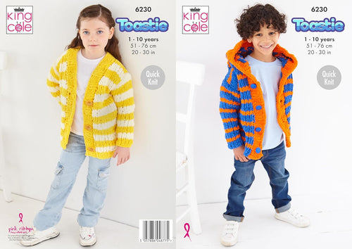 King Cole Toastie Knitting Pattern - 6230 Children's Hooded Jacket and Cardigan