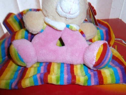 baby keel rainbow rattle & comfort blanket pink