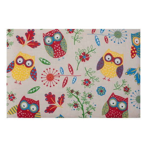 Hobby Gift MRS/29 Owl Print on Natural Small Sewing Box/Organiser 20 x 20 x 11cm