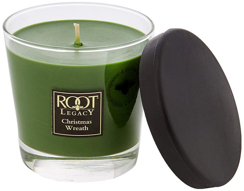 Root Candles Small Veriglass Holiday Christmas Wreath Candle, Wax, Dark Olive