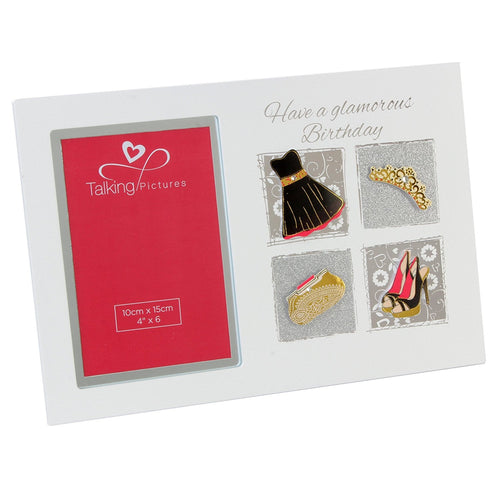 Talking Pictures Sorbet Coll MDF Photo Frame 6"x4" - Glamorous Birthday